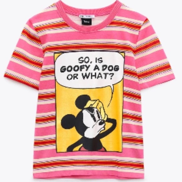 Zara Pink Striped Graphic Tee - Picture 4 of 5